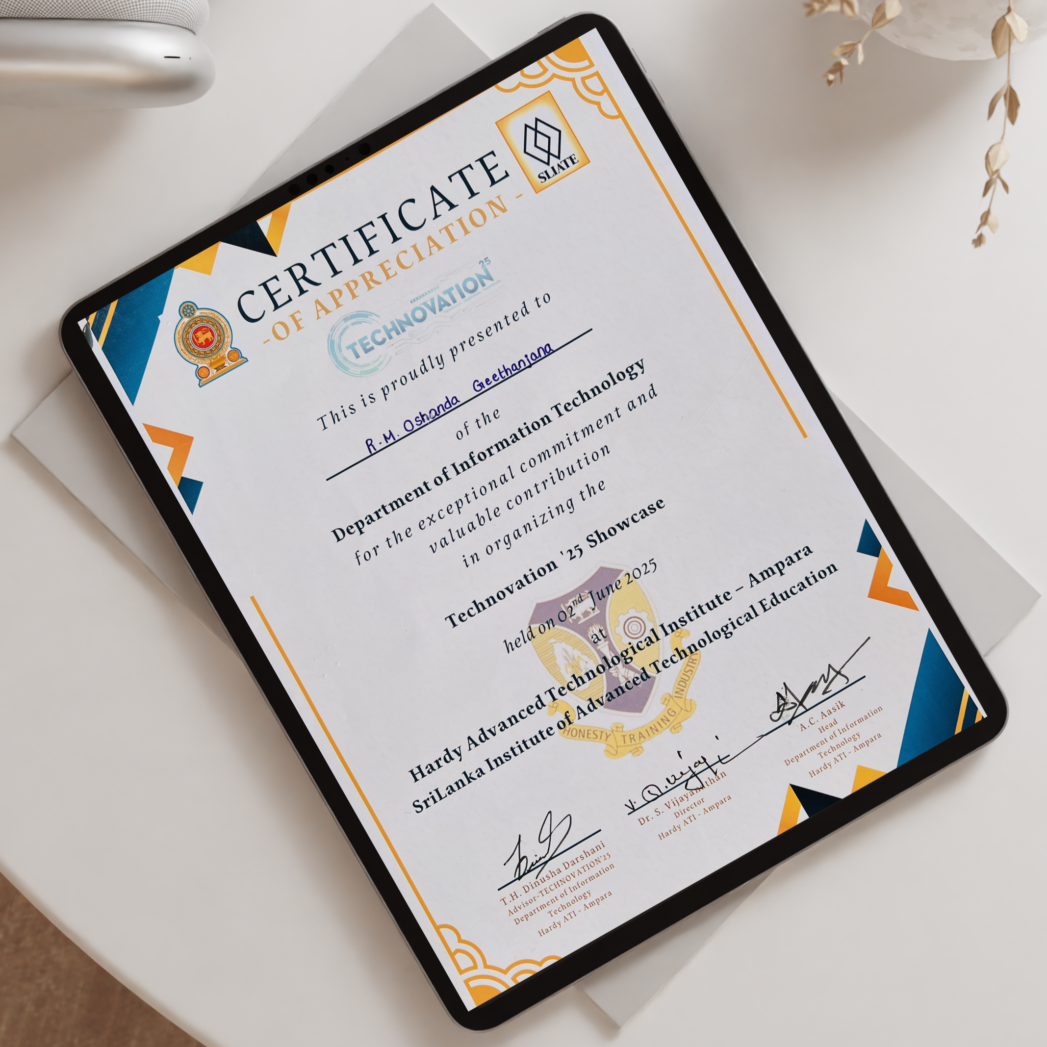 Certificate of Appreciation